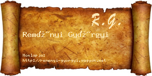 Reményi Györgyi névjegykártya